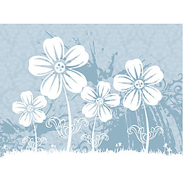 印花矢量圖 色彩 藍(lán)色 白色 花朵 免費(fèi)素材