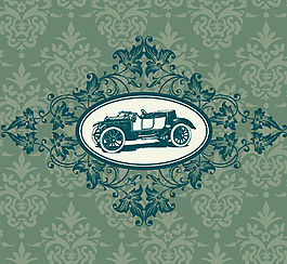 印花矢量圖 汽車 黛綠色 白色 其他 免費素材