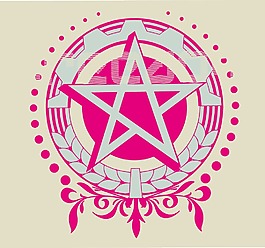 印花矢量圖 色彩 米色 玫紅色 五角星 免費素材