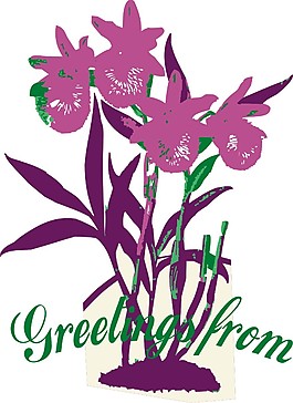 印花矢量圖 花朵 色彩 紫色 綠色 免費(fèi)素材