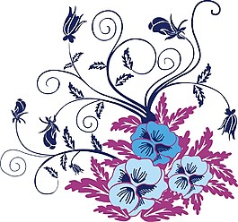 印花矢量圖 優(yōu)雅植物 花 色彩 紫色 免費(fèi)素材