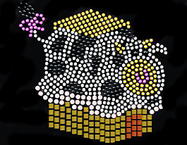 燙鉆 房子 奶牛 花 白色 免費素材