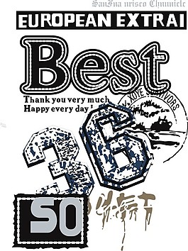印花矢量圖 文字 英文 數(shù)字 色彩 免費素材
