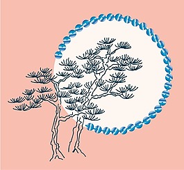 印花矢量圖 樹(shù) 色彩 粉色 藍(lán)色 免費(fèi)素材