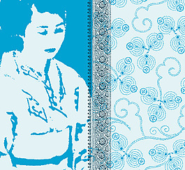 印花矢量圖 人物 女人 色彩 藍(lán)色 免費素材