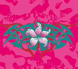 印花矢量圖 色彩 玫紅色 墨綠色 花朵 免費(fèi)素材