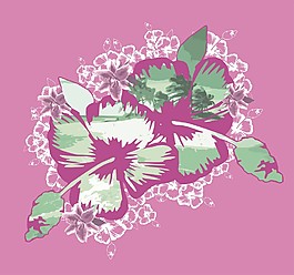 印花矢量圖 植物 花朵 色彩 紫色 免費素材
