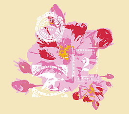 印花矢量圖 花 印章 數(shù)字 英文 免費(fèi)素材