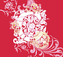 印花矢量圖 花卉 徽章標記 英文 插畫 免費素材