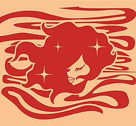 印花矢量圖 美女 女人 星星 長發(fā) 免費素材