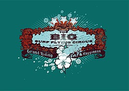 印花矢量圖 英文 花 五角星 黛綠色 免費(fèi)素材