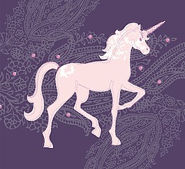 印花矢量圖 動物 馬 色彩 紫色 免費(fèi)素材