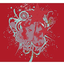 印花矢量圖 人物 色彩 紅色 藍色 免費素材