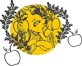 印花矢量圖 人物 少女 色彩 灰色 免費素材