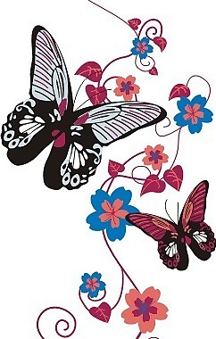 印花矢量圖 黑白色 寶石藍(lán)色 紅色 蝴蝶 免費(fèi)素材