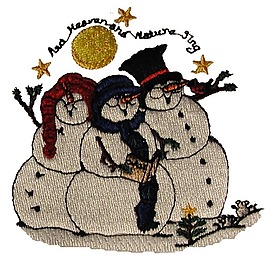 繡花 雪人 白色 綠色 黃色 免費素材