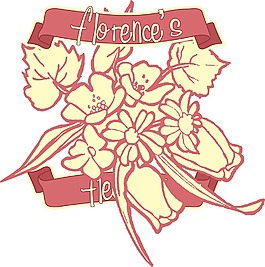 印花矢量图 英文 黄色 红色 花纹 免费素材