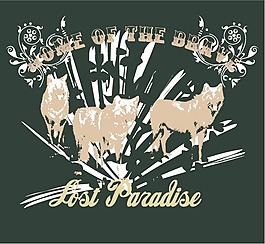 印花矢量圖 動物 狼 英文 白色 免費素材