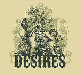 印花矢量圖 人物 天使 英文 墨綠色 免費(fèi)素材