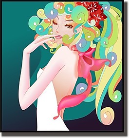 印花矢量圖 人物 女人 色彩 綠色 免費素材