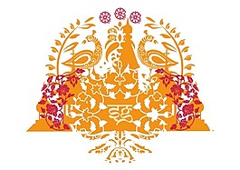印花矢量圖 動物 橙色 花紋 民族 免費素材