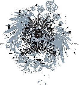 印花矢量圖 皇冠 骷髏 色彩 白色 免費素材