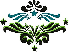 印花矢量圖花卉 徽章標記 色彩 黑色 藍色 免費素材