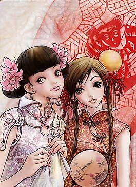 位图 动物 人物 头花 色彩 免费素材