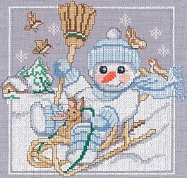繡花 鳥 雪人 狗 滑雪 免費素材