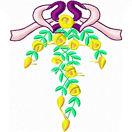 绣花 花 红色 绿色 黄色 免费素材