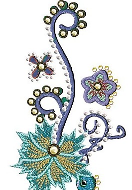 绣花 花 红色 绿色 黄色 免费素材