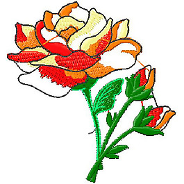 绣花 花 红色 绿色 黄色 免费素材