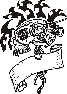 印花矢量圖 靈異 骷髏 色彩 黑白色 免費素材