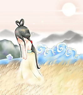 位圖 人物 少女 色彩 藍色 免費素材