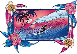 印花矢量图 人物 花纹 树 花 免费素材