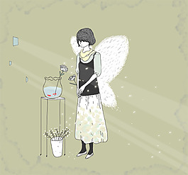 位圖 人物 少女 色彩 灰色 免費素材