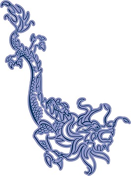 印花矢量圖 動物 龍 藍色 徽章標(biāo)記 免費素材