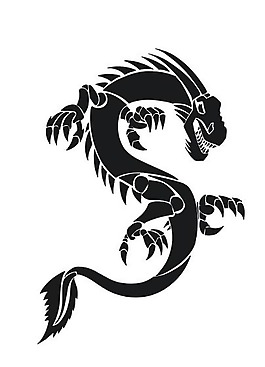 印花矢量圖 動(dòng)物 龍 單色 黑色 免費(fèi)素材