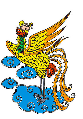 印花矢量圖 動(dòng)物 鳳凰 單色 黃色 免費(fèi)素材
