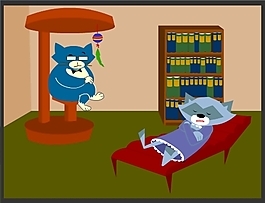 位图 动物 猫 书柜 书 免费素材