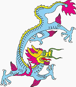 繡花 動物 龍 色彩藍(lán)色 黃色 免費(fèi)素材