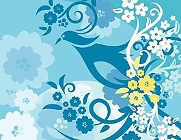 印花矢量圖 動物 鳥類 優(yōu)雅植物 樹 免費素材