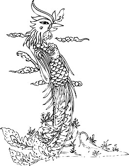 印花矢量圖 動(dòng)物 鳥(niǎo)類 鳳凰 色彩 免費(fèi)素材