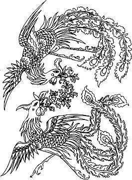 印花矢量圖 動(dòng)物 鳥(niǎo)類 鳳凰 吉祥 免費(fèi)素材