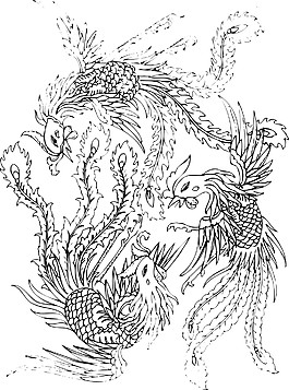 印花矢量圖 動(dòng)物 鳥(niǎo)類 鳳凰 吉祥 免費(fèi)素材