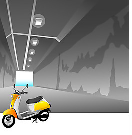 印花矢量圖 交通 電動車 隧道 色彩 免費素材