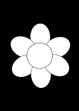 花六瓣的黑色輪廓上下文本