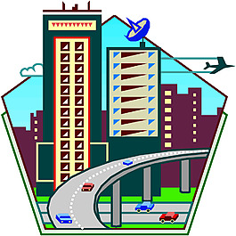 印花矢量圖 建筑 城市 色彩 綠色 免費(fèi)素材