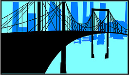 印花矢量圖 建筑 橋梁 色彩 黑色 免費(fèi)素材