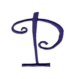 繡花 文字 英文 紫色 P 免費素材